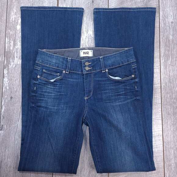 PAIGE Jeans Womens 29x34 Hidden Hills Bootcut Flare Avalon Blue Denim Mid Rise - Picture 4 of 10